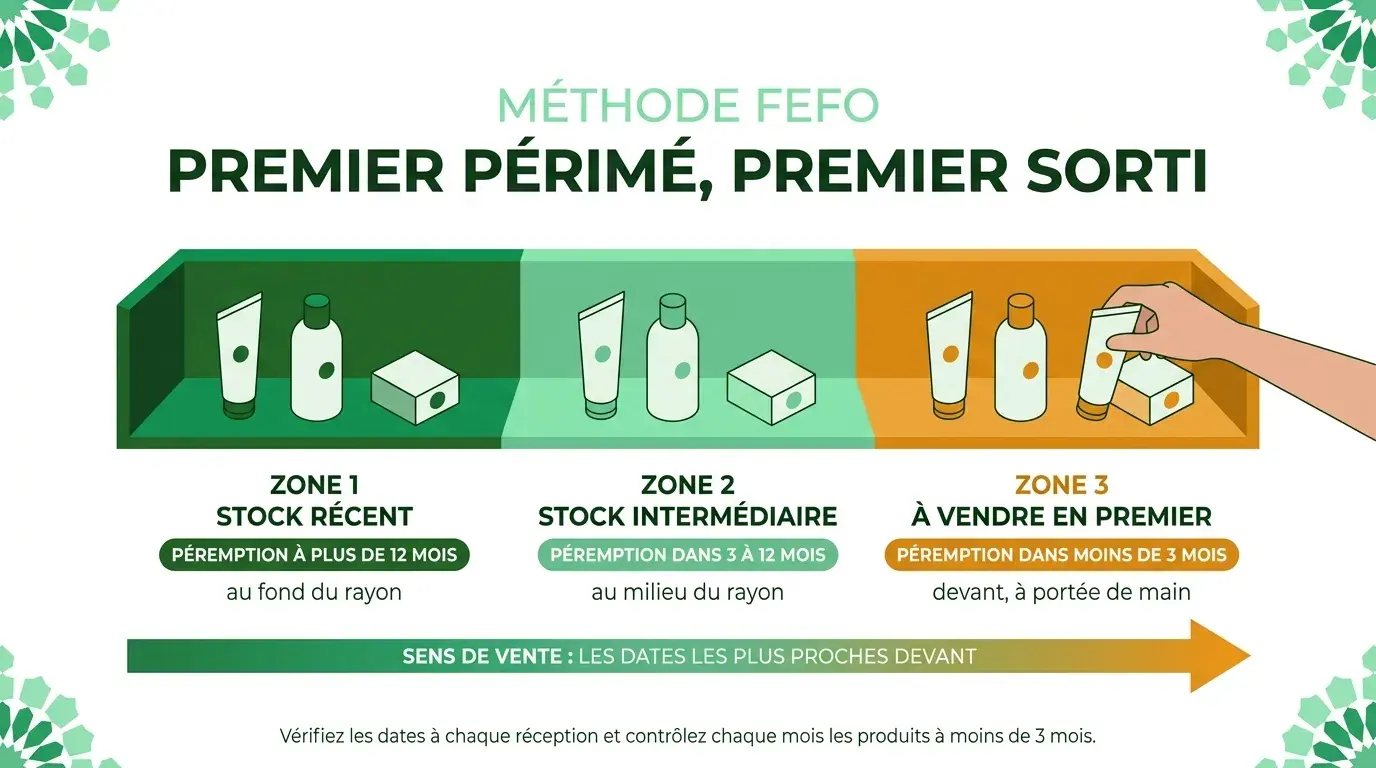 Méthode FEFO : les produits à péremption proche en avant